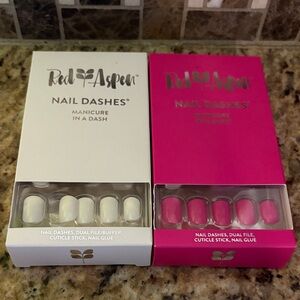 Red aspen, nail dashes brand, two sets, pink and white‎ finger nails